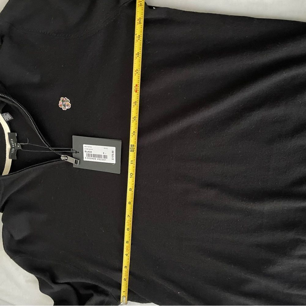 Ted Baker Merino Wool quarter-Zip XL Black Grey Preppy Luxury Sweater NWT size 5 - Picture 10 of 12